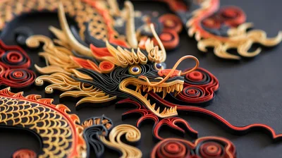 Intricate Paper Quilling Art Of A Chinese Dragon