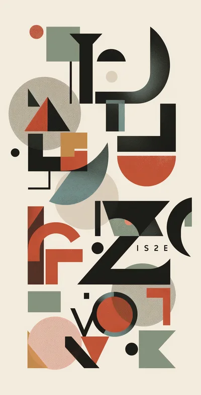 Abstract Geometric Bauhaus Style Graphic Design Composition