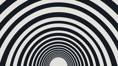 Abstract Concentric Black And White Circular Tunnel Pattern