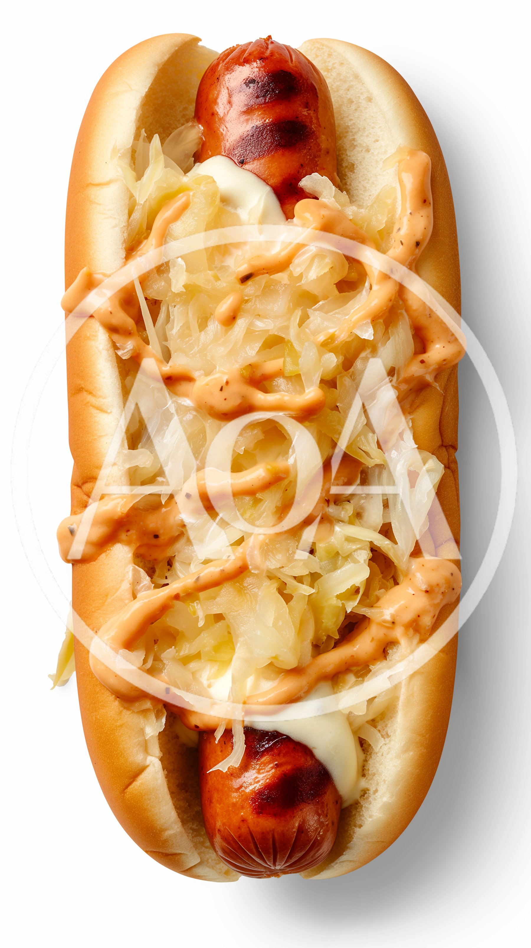 Grilled Hot Dog With Sauerkraut And Sauce