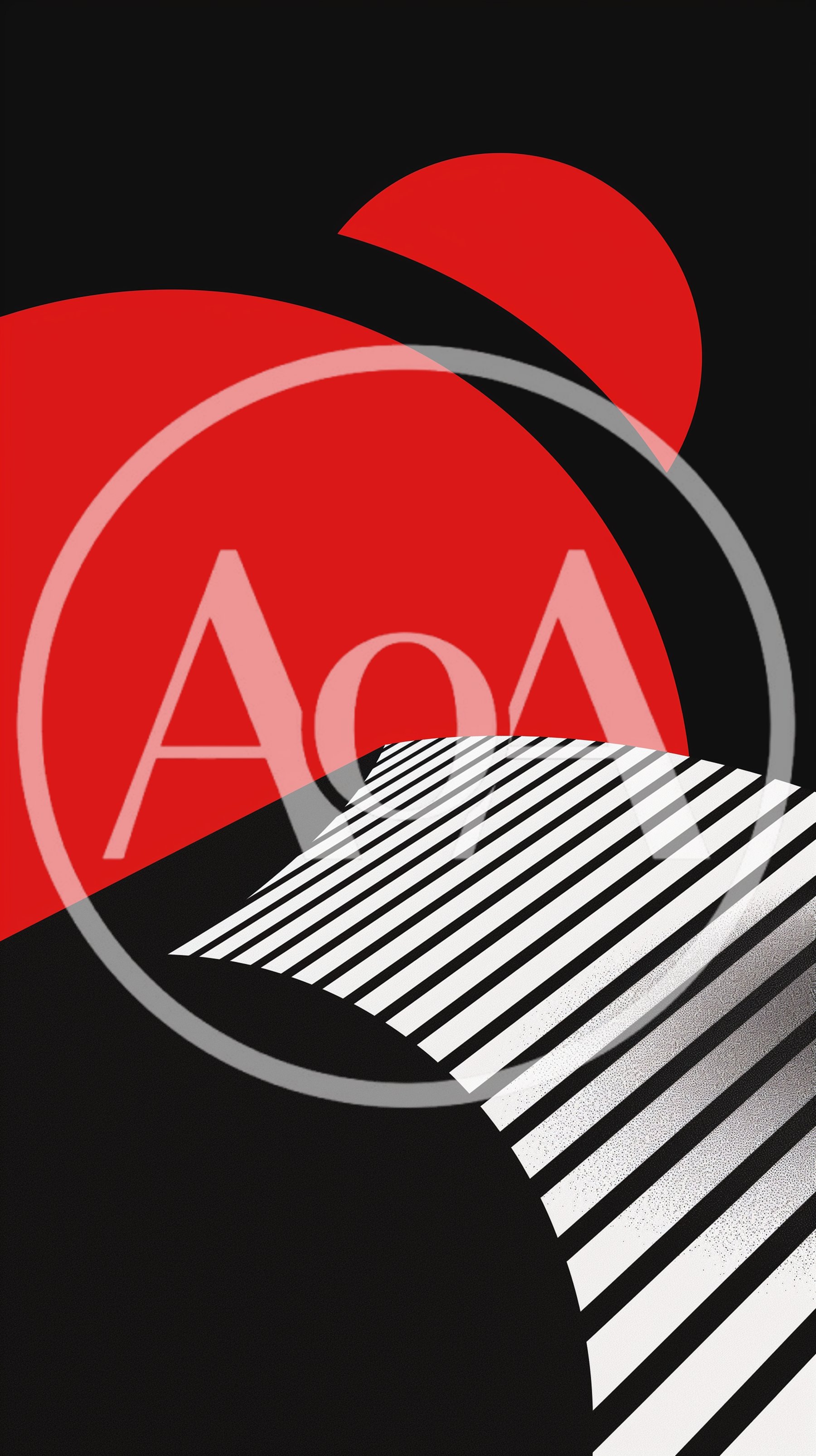 Abstract Geometric Composition With Red Circles And Stripes