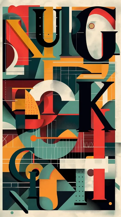 Abstract Typographic Poster Design With Geometric Shapes