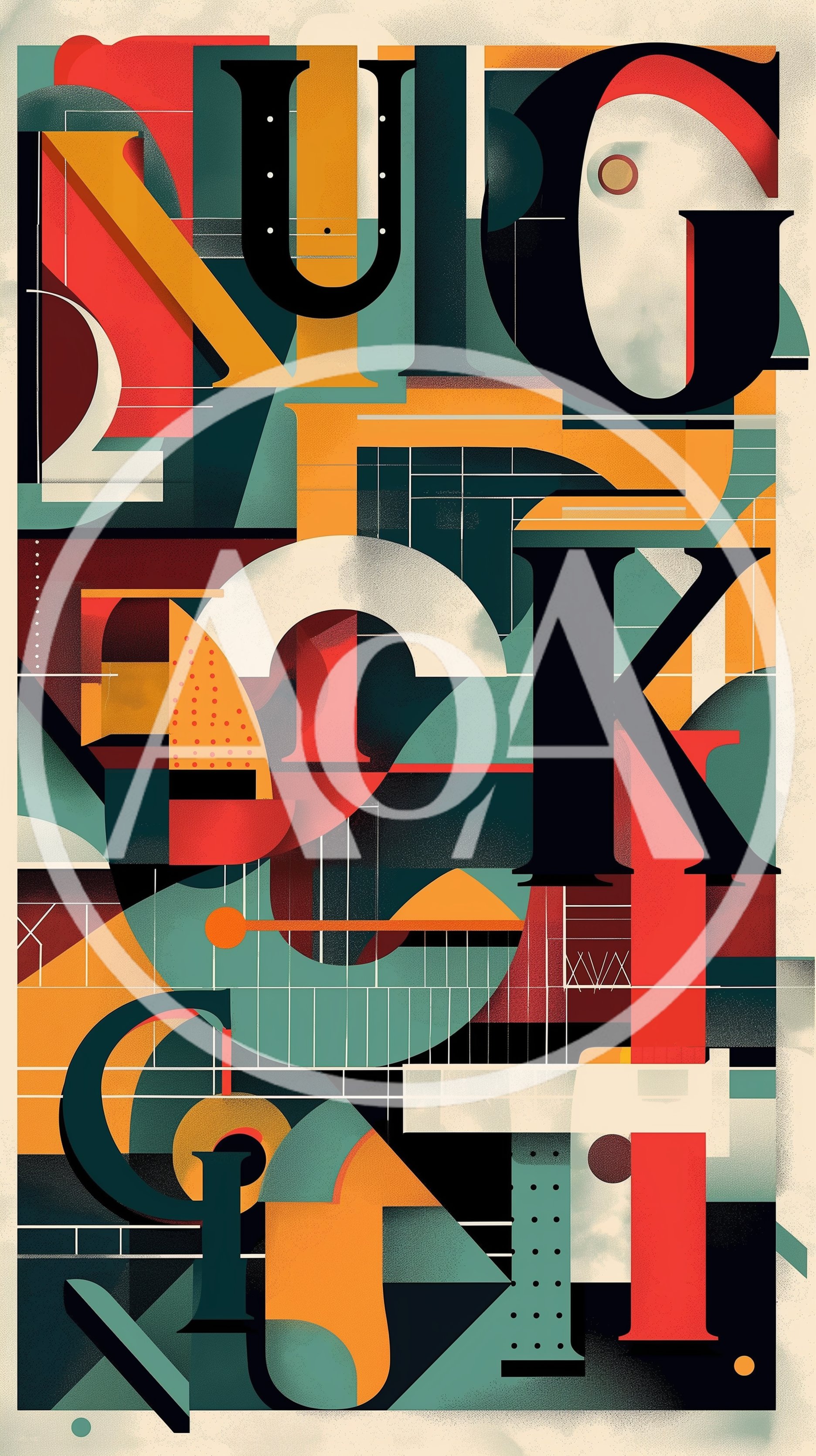 Abstract Typographic Poster Design With Geometric Shapes
