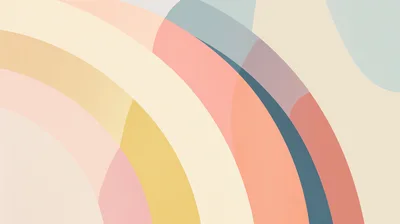 Abstract Minimalist Background With Curved Pastel Color Shapes