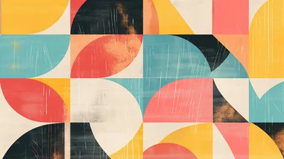 Abstract Geometric Pattern With Mid Century Modern Shapes