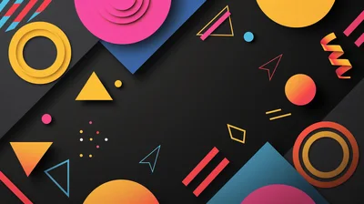 Abstract Memphis Style Geometric Background Design
