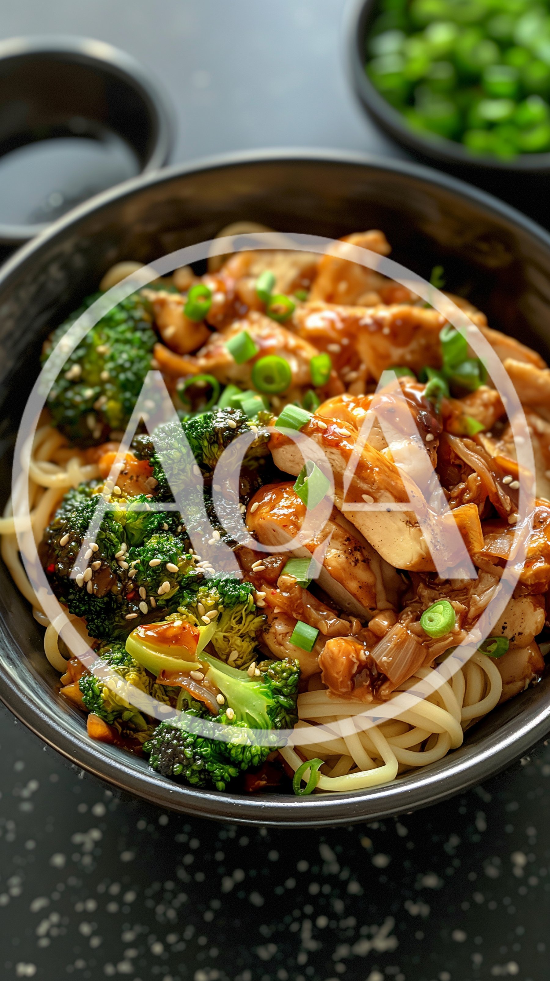 Bowl Of Chicken Teriyaki With Broccoli And Noodles