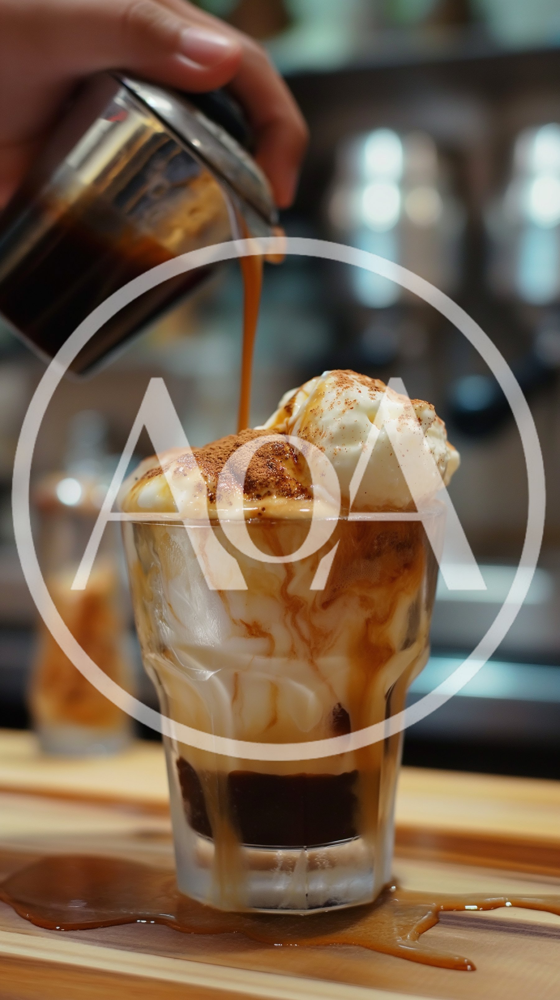 Pouring Espresso Over Vanilla Ice Cream Affogato