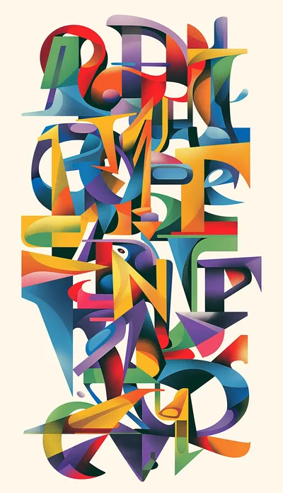 Abstract Geometric Typography Poster With Vibrant Gradient Colors
