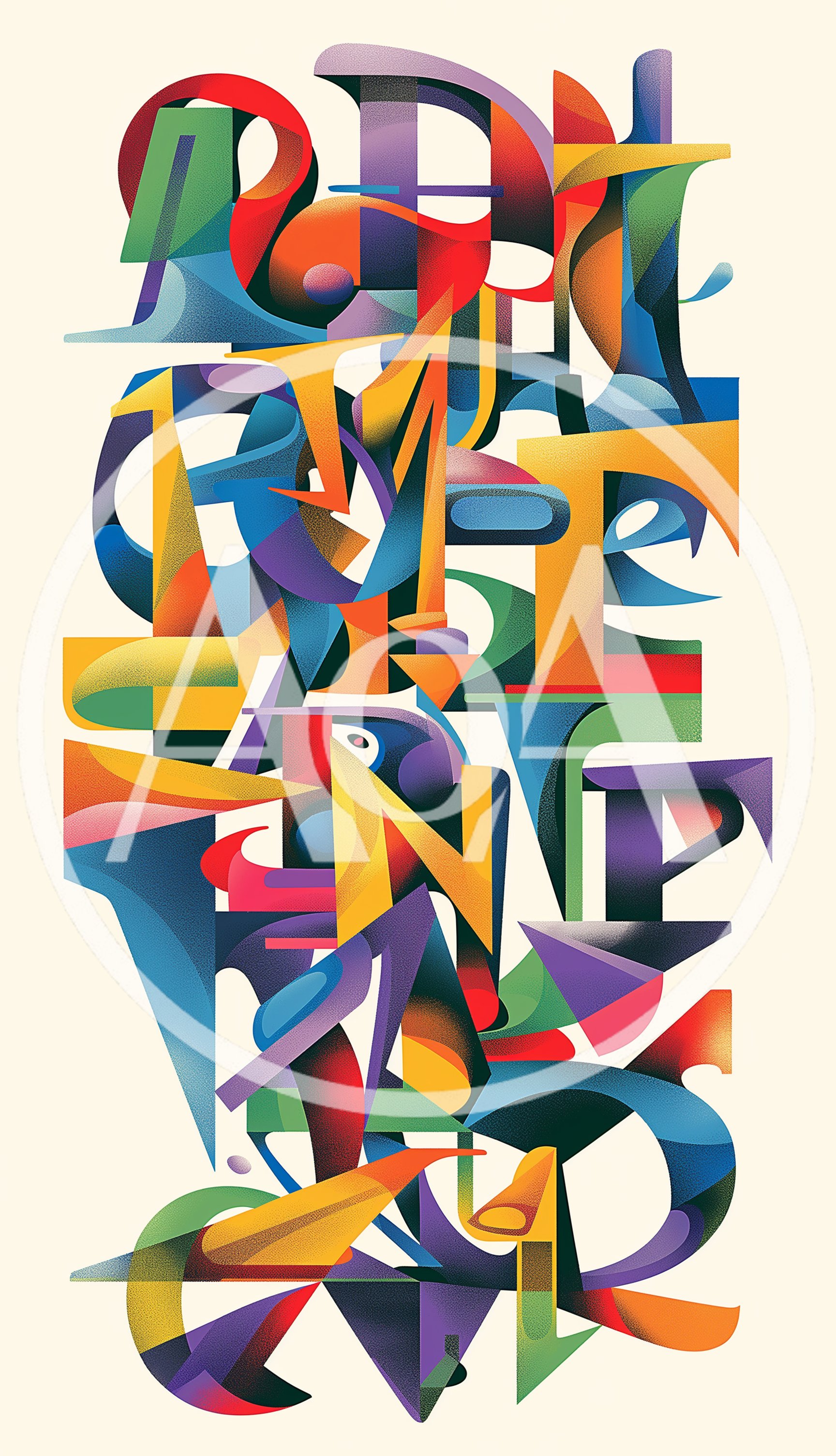 Abstract Geometric Typography Poster With Vibrant Gradient Colors