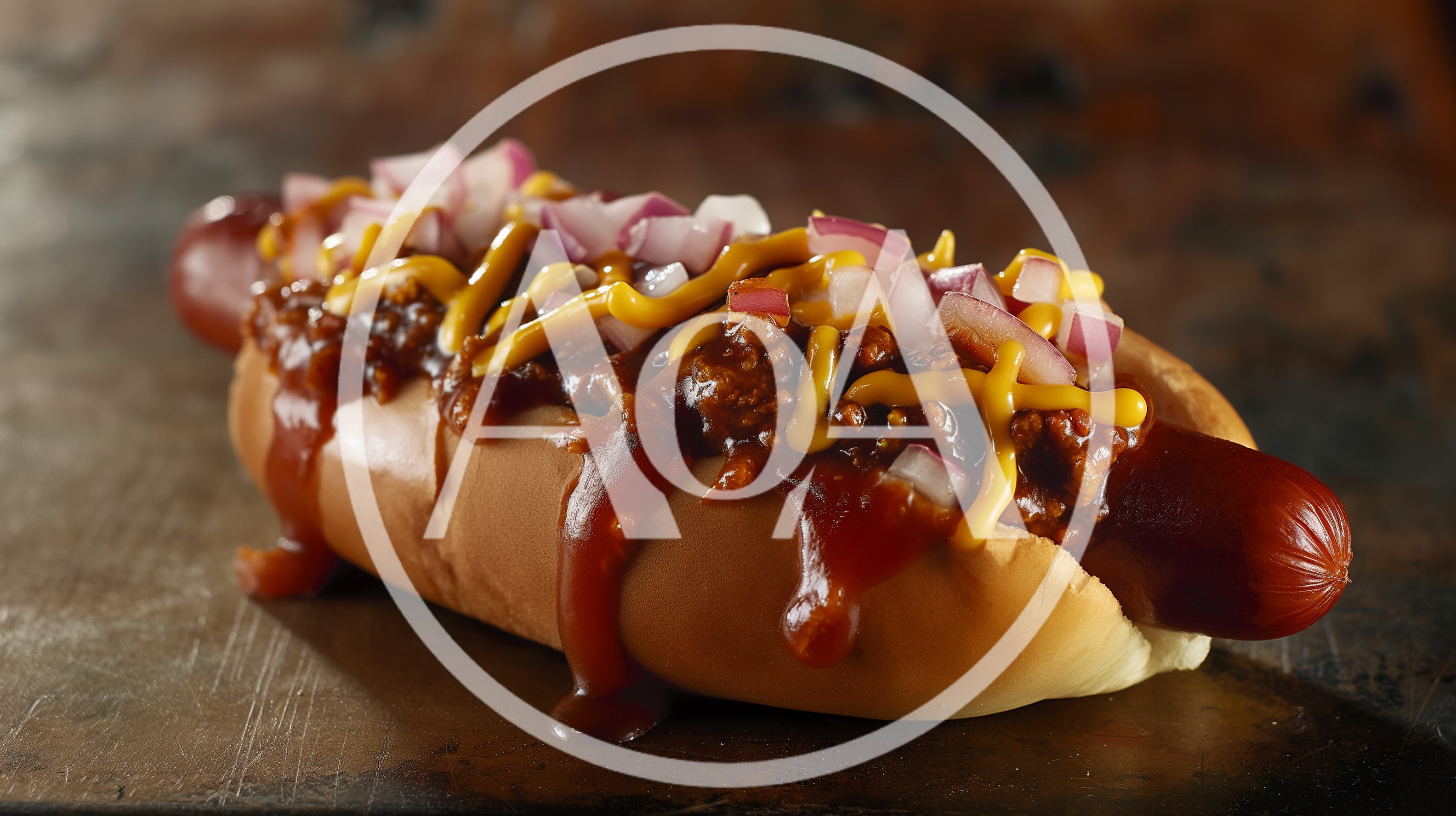Chili Cheese Hot Dog With Diced Red Onions