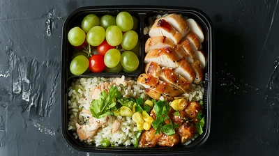 Healthy Meal Prep Container With Chicken And Rice