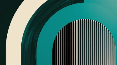 Abstract Geometric Arches With Vertical Line Patterns