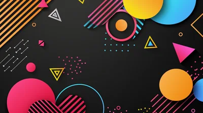 Abstract Memphis Style Geometric Background Design