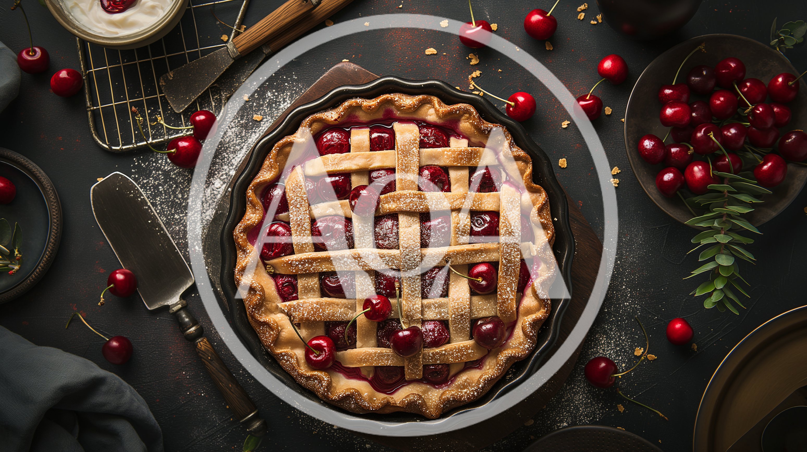 Freshly Baked Cherry Pie With Lattice Crust