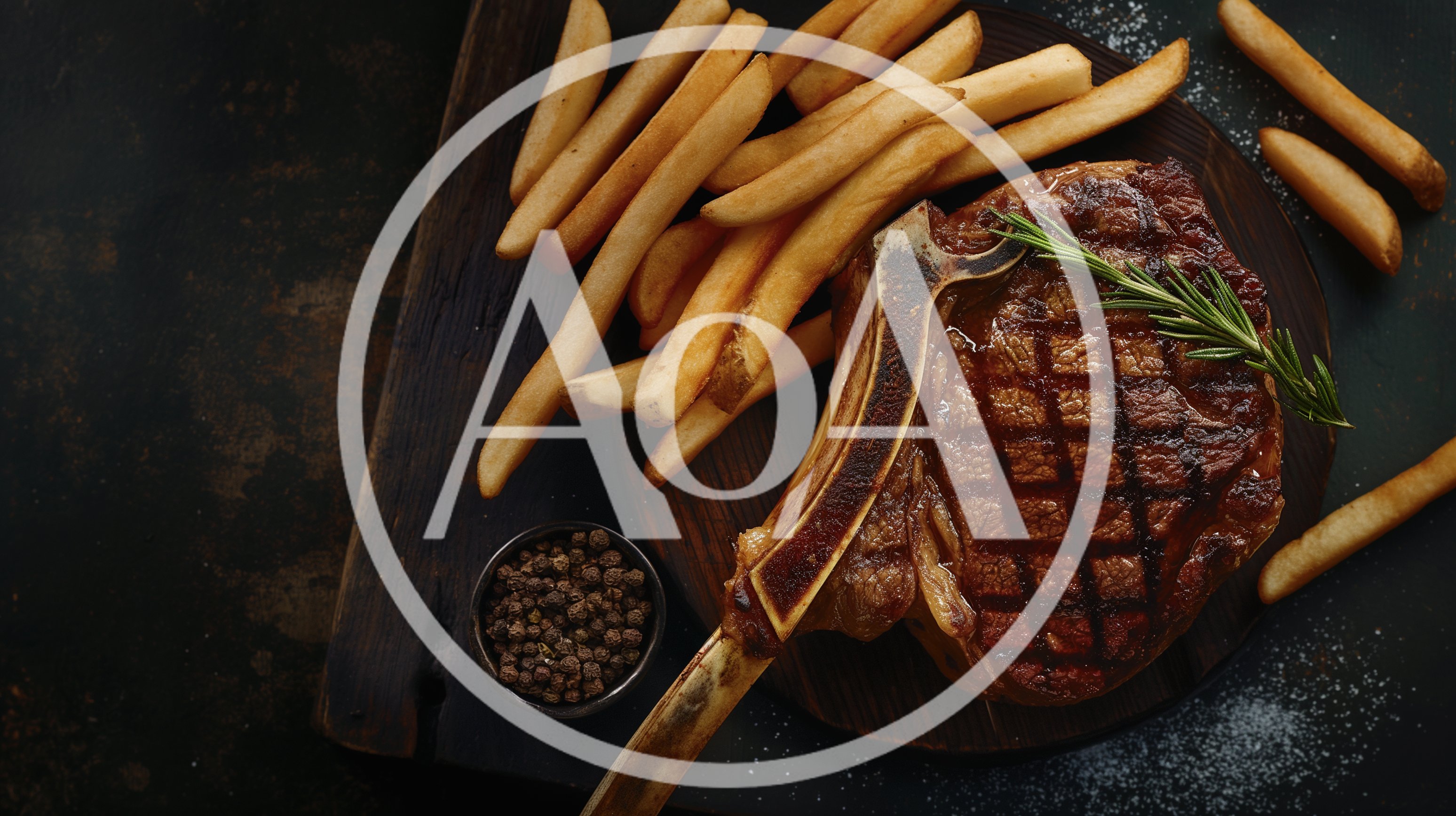 Grilled Tomahawk Steak With French Fries On Wooden Board