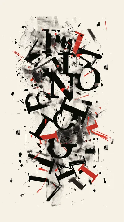 Abstract Typographic Poster With Grunge Ink Splatter
