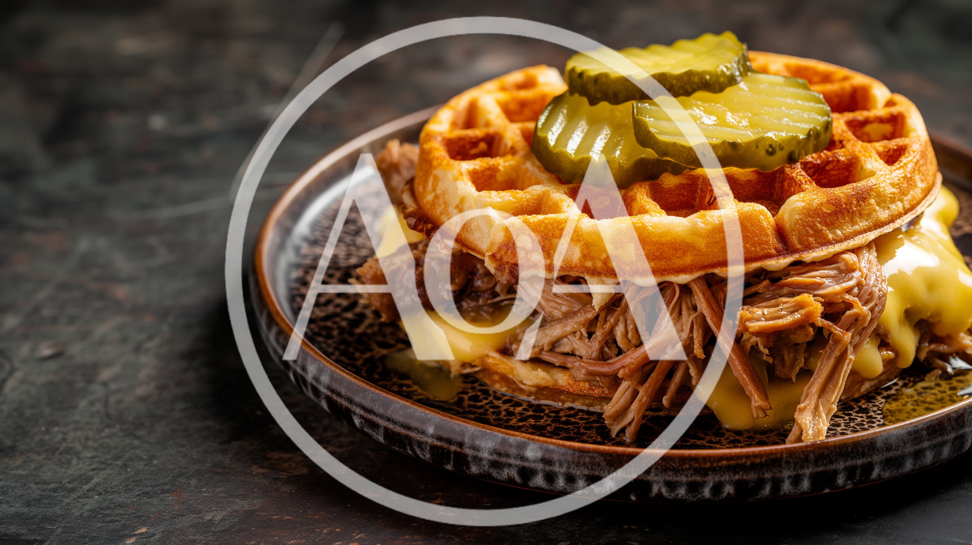 Pulled Pork Waffle Sandwich with Pickles