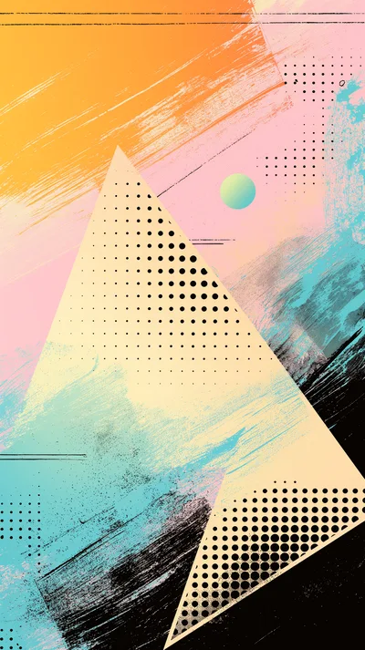 Abstract Geometric Triangle Design With Brush Strokes