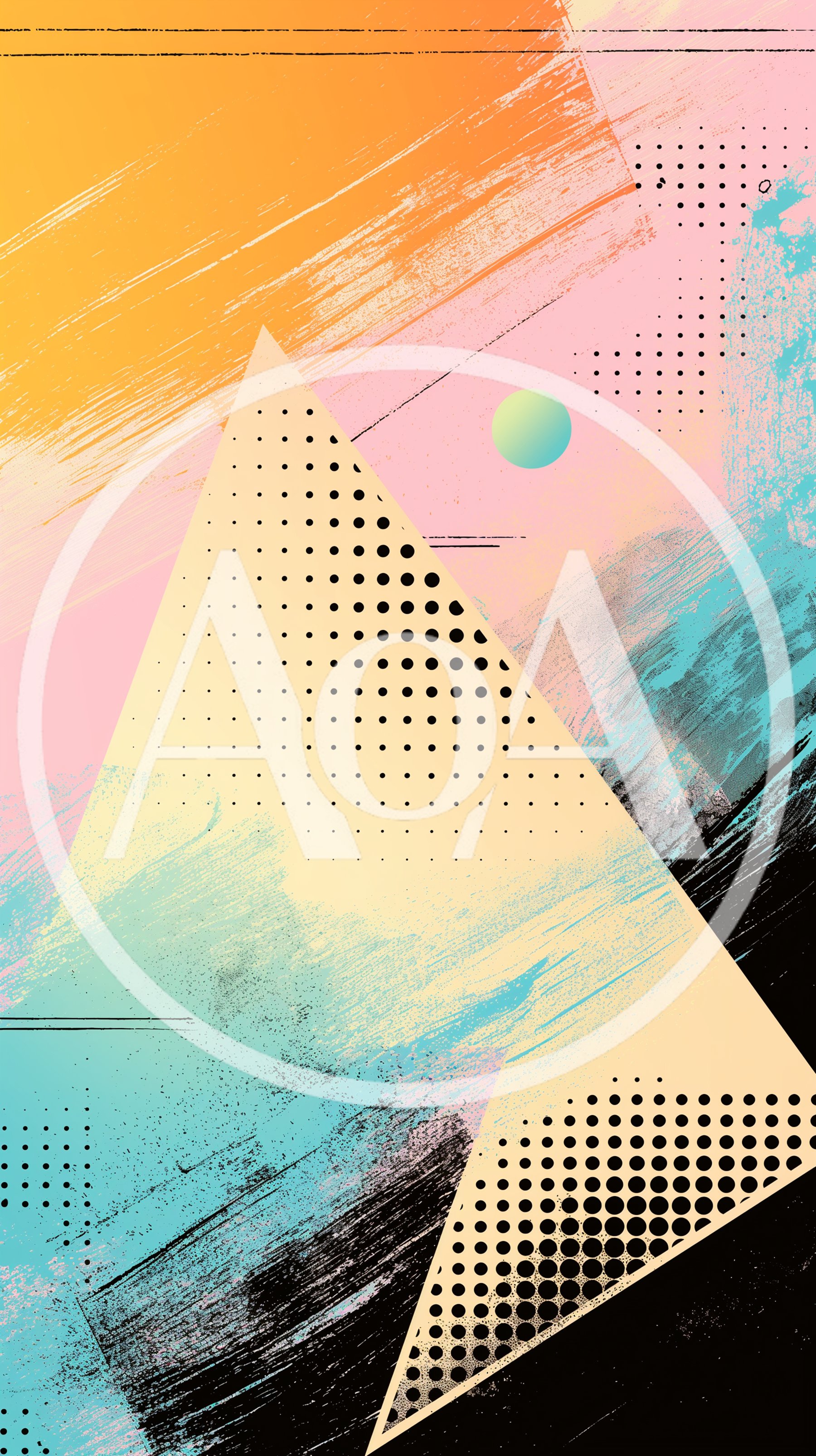 Abstract Geometric Triangle Design With Brush Strokes