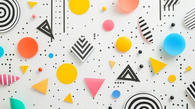 Memphis Style Geometric Shapes Pattern Background