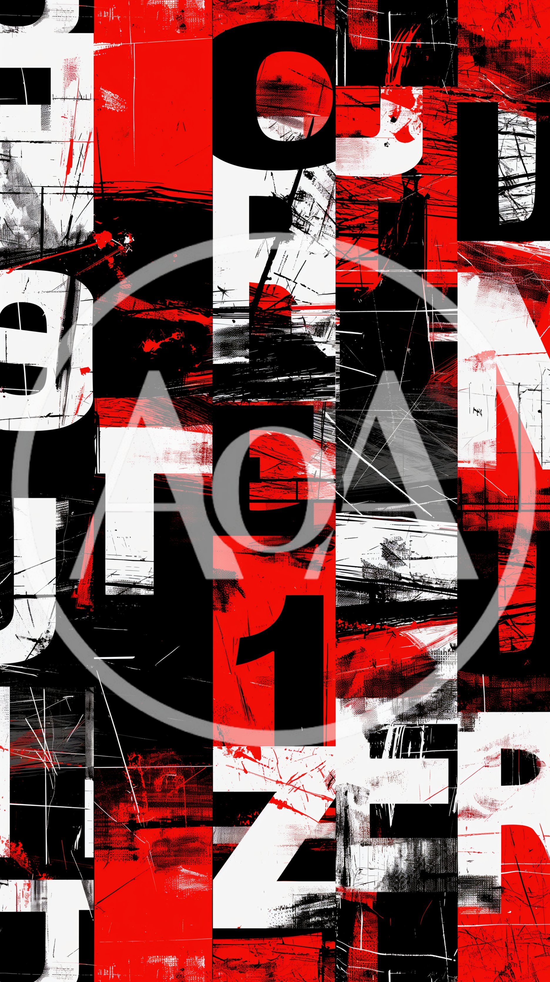 Abstract Grunge Typography Collage With Red And Black