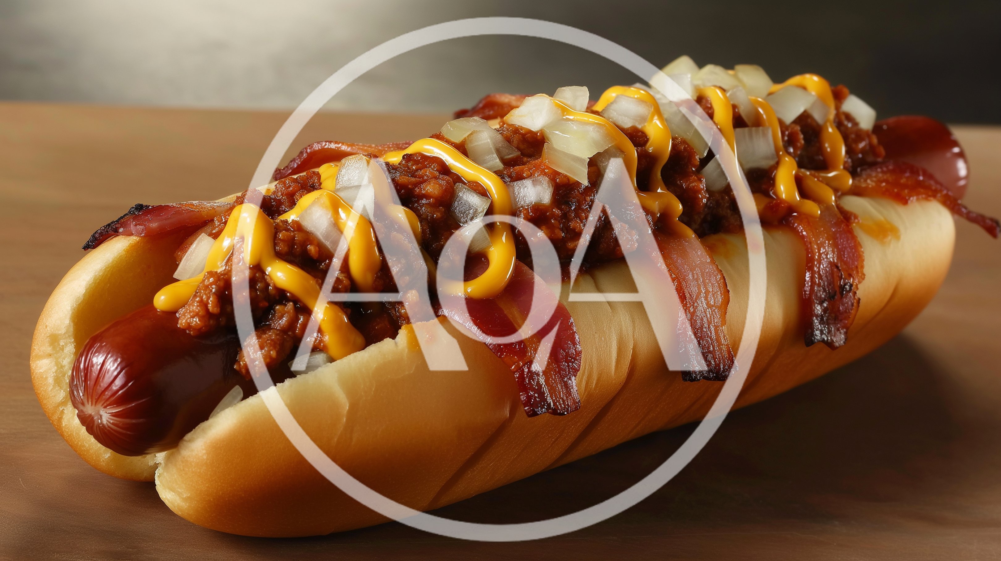 Gourmet Chili Cheese Hot Dog With Bacon