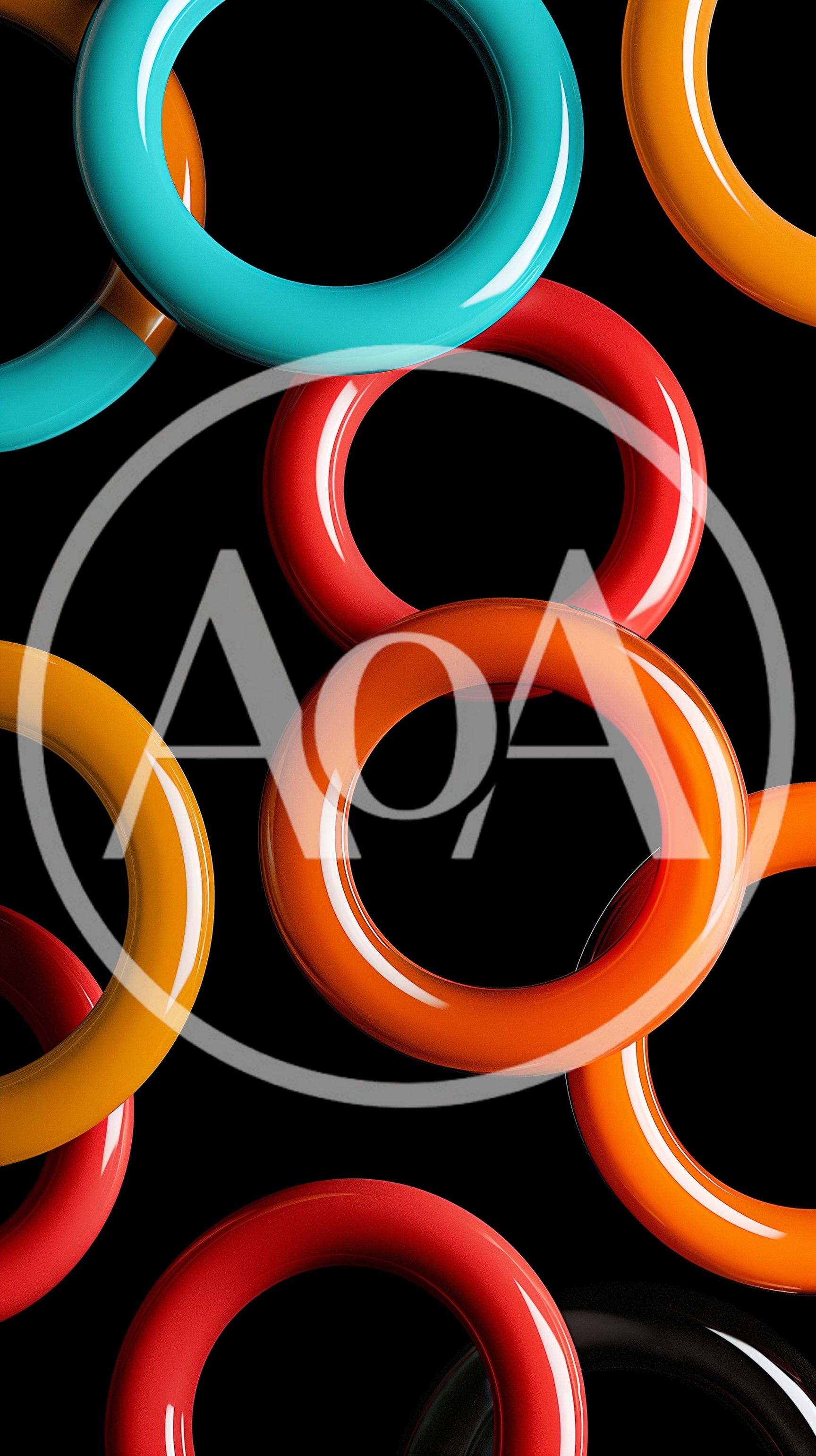 Abstract 3D Rendered Glossy Colorful Rings