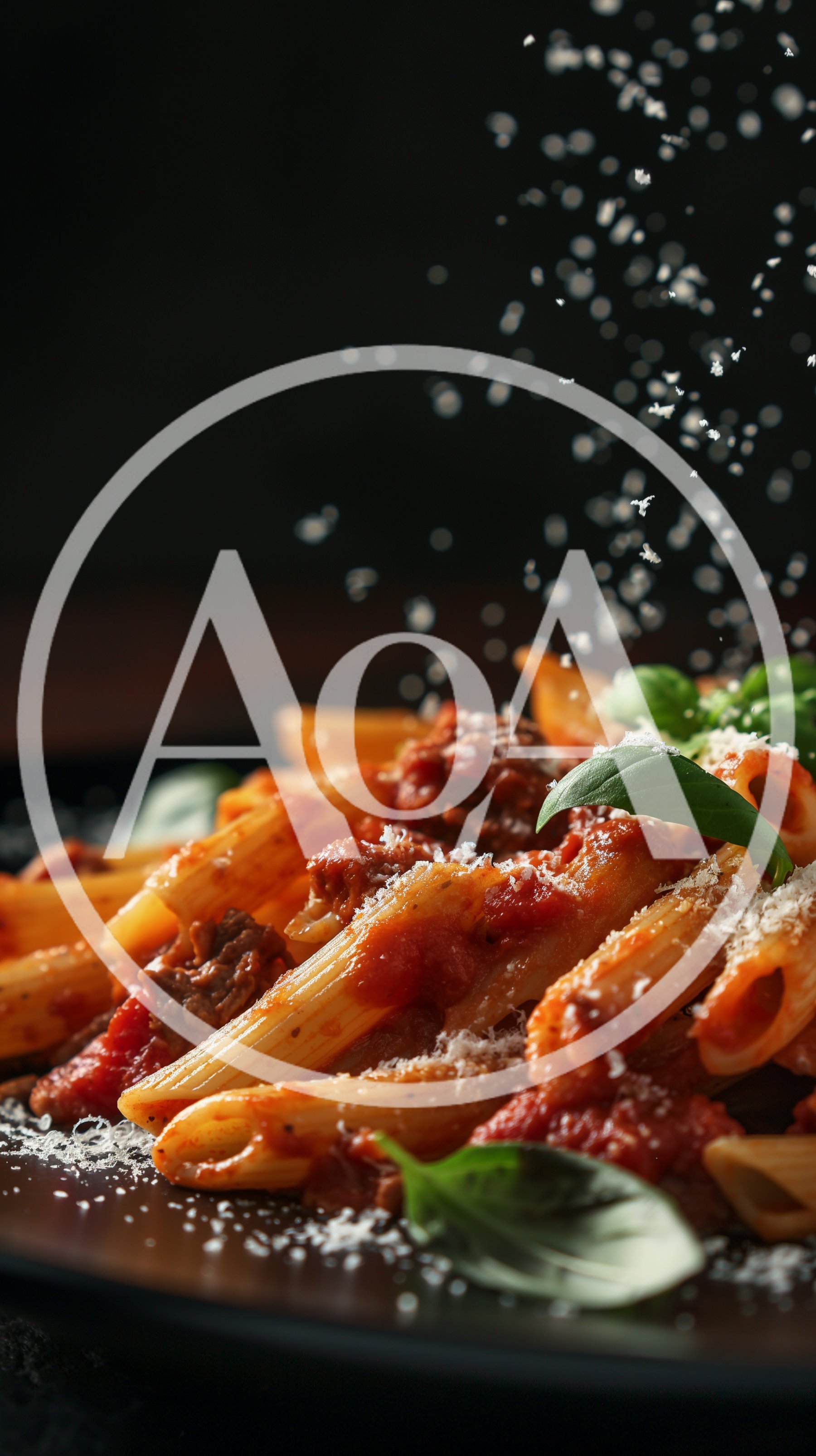 Penne Pasta With Meat Sauce And Grated Parmesan Cheese