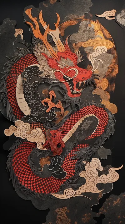 Layered Paper Cutout Art Of A Traditional Chinese Dragon
