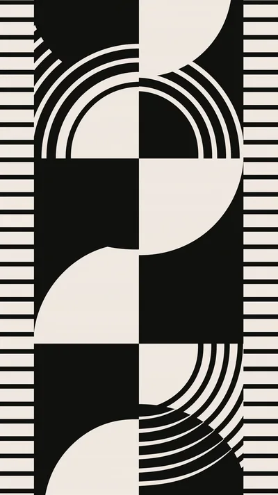 Abstract Geometric Pattern With Semicircles And Concentric Arcs