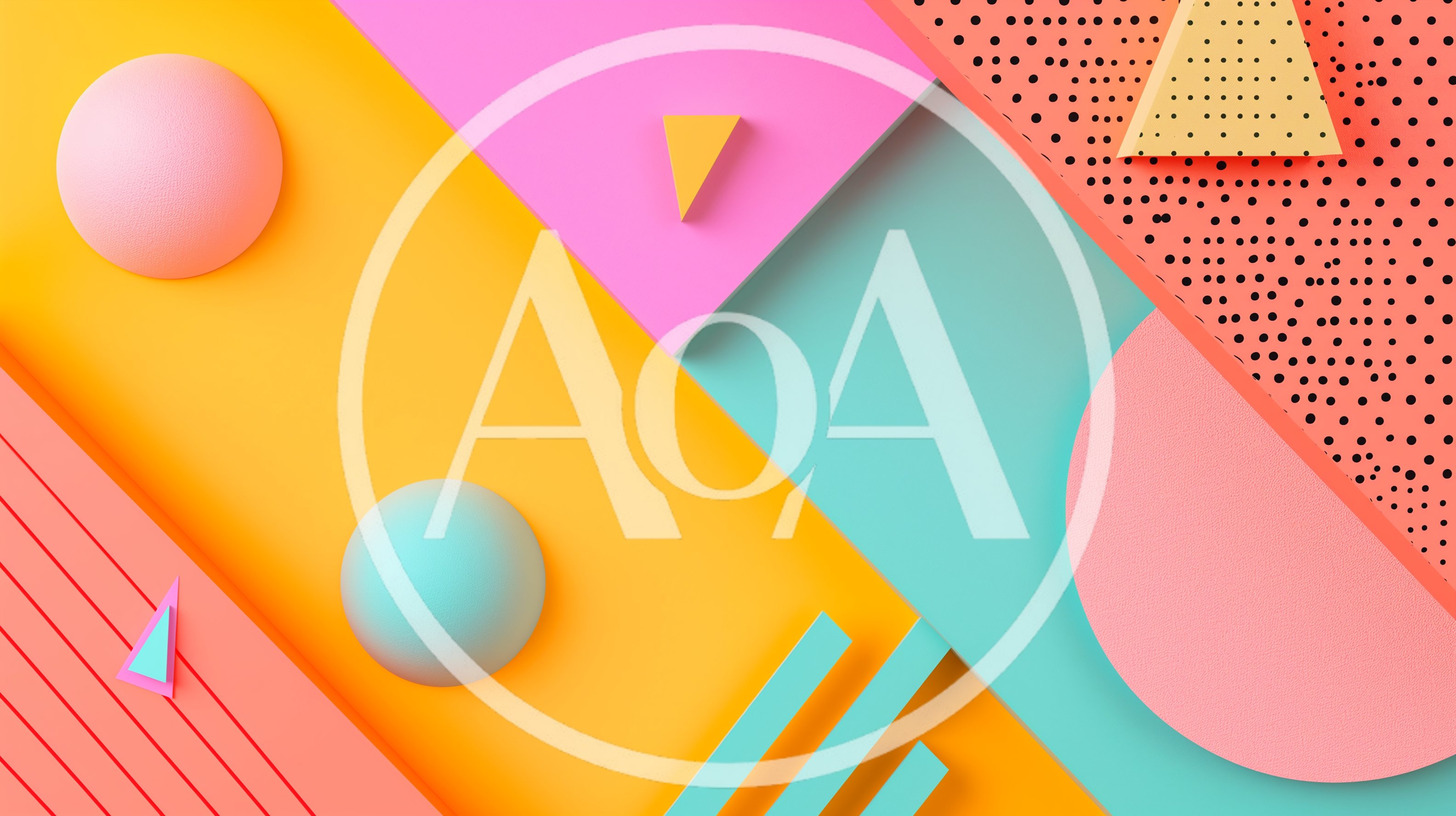 Abstract 3D Geometric Shapes With Memphis Style Patterns