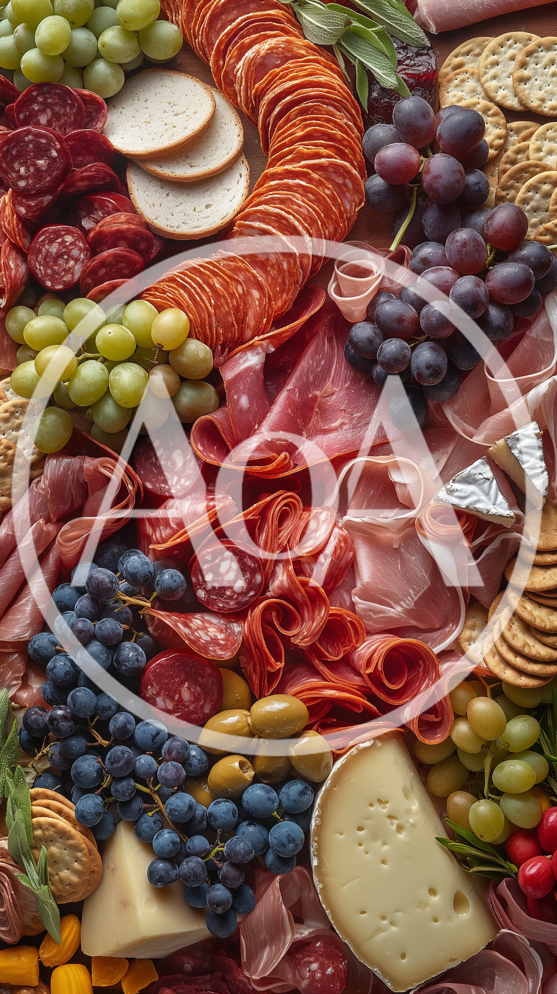 Gourmet Charcuterie Board With Meats Cheeses And Grapes