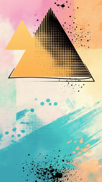 Abstract Geometric Triangle Design With Watercolor Texture
