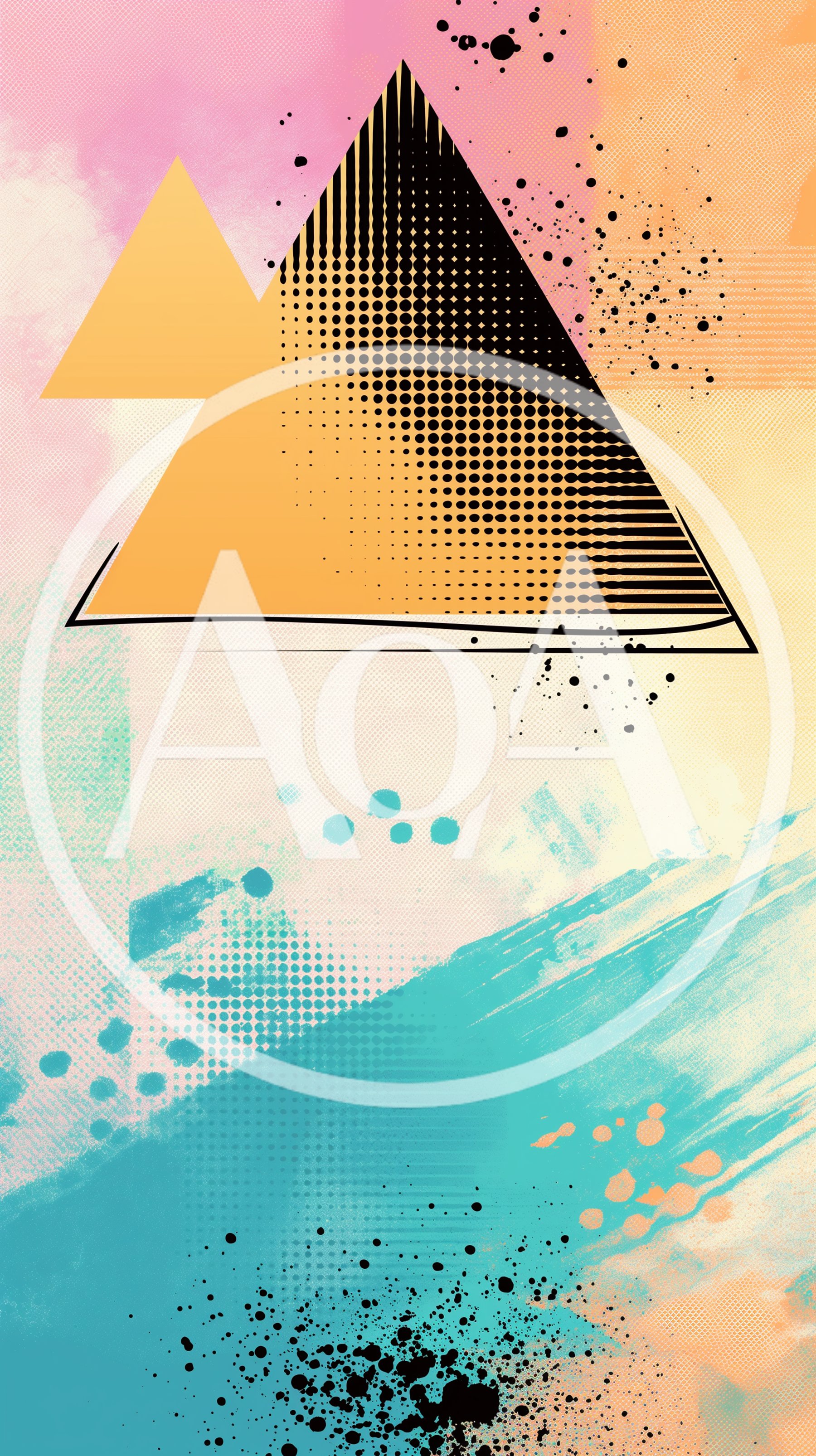 Abstract Geometric Triangle Design With Watercolor Texture