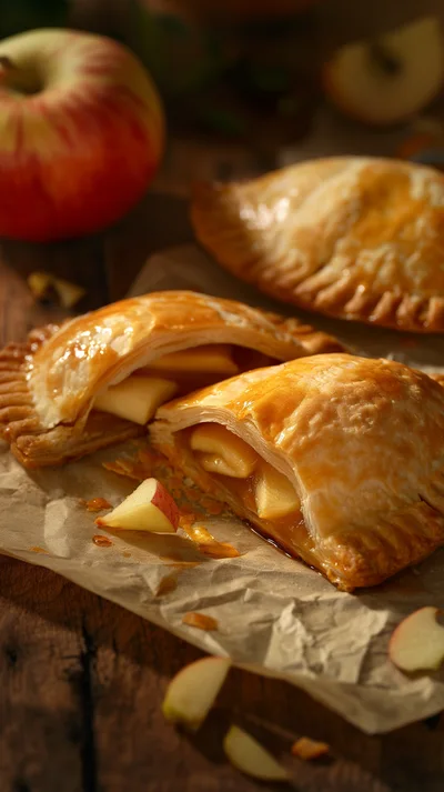 Freshly Baked Apple Hand Pies on Rustic Paper