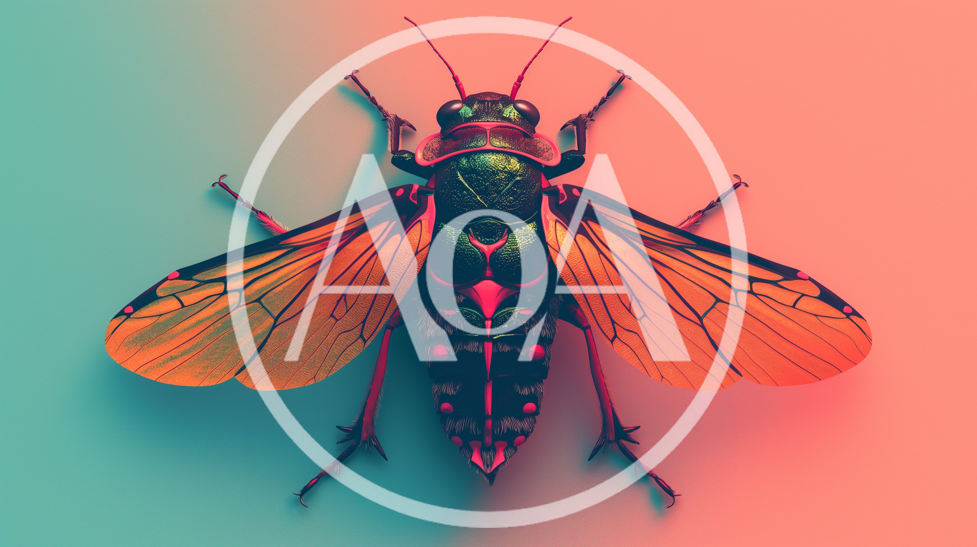 Stylized Cicada Insect With Vibrant Gradient Background