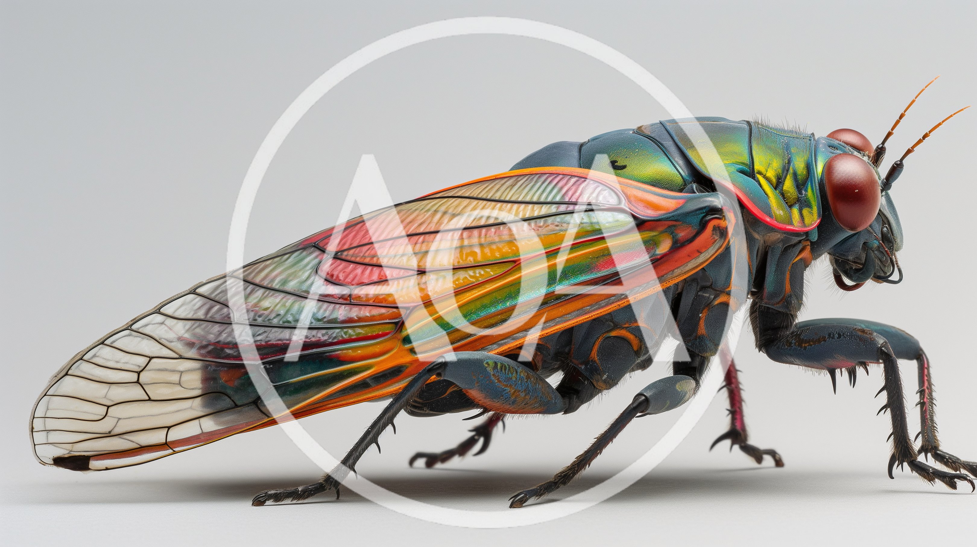 Macro Shot Of A Vibrant Iridescent Cicada