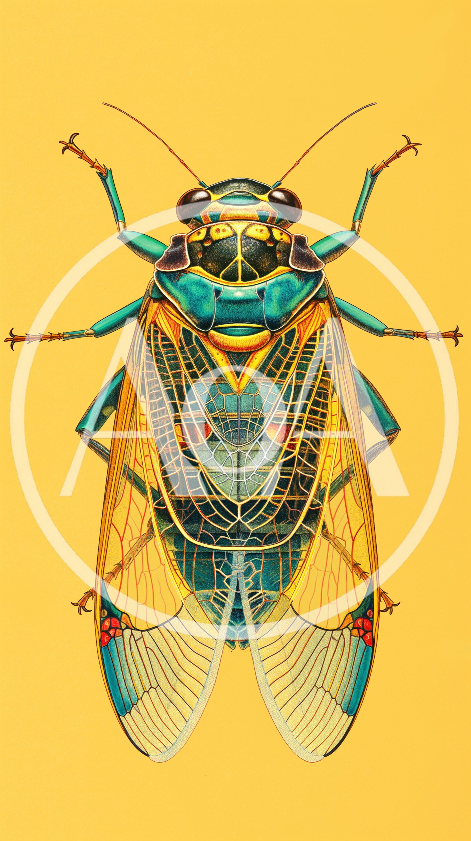 Detailed Illustration Of A Vibrant Cicada Insect