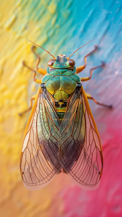 Macro Shot Of A Vibrant Green Cicada