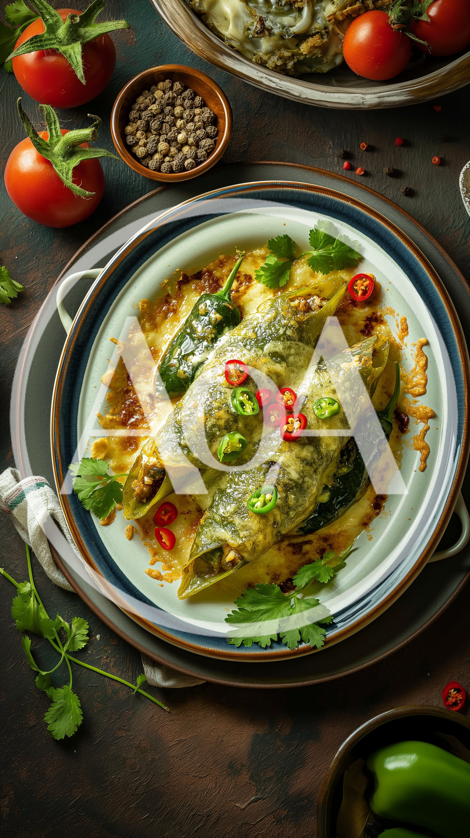 Stuffed Poblano Peppers Baked With Melted Cheese