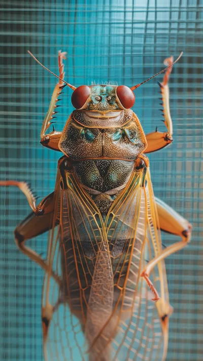 Macro Close Up Of A Cicada On Screen