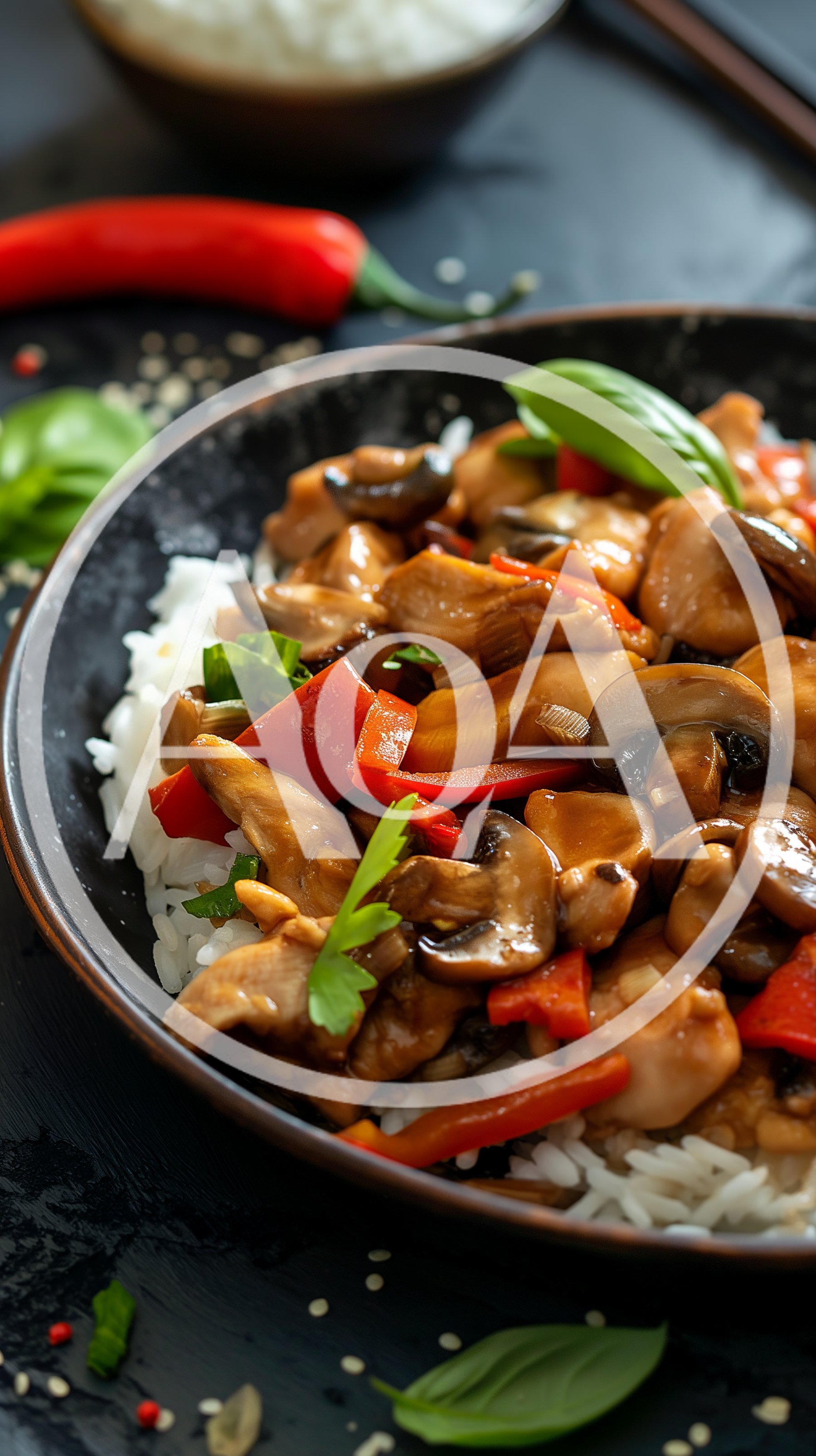 Stir Fried Chicken With Mushrooms And Bell Peppers