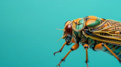 Macro Close Up Of A Colorful Cicada
