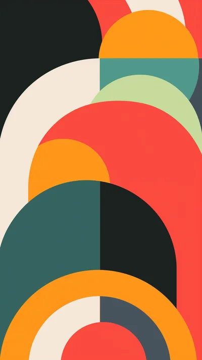 Abstract Geometric Pattern With Overlapping Semicircles