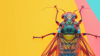 Macro Close Up Of A Colorful Cicada Insect