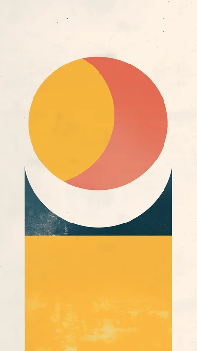 Minimalist Abstract Geometric Sun And Landscape Illustration