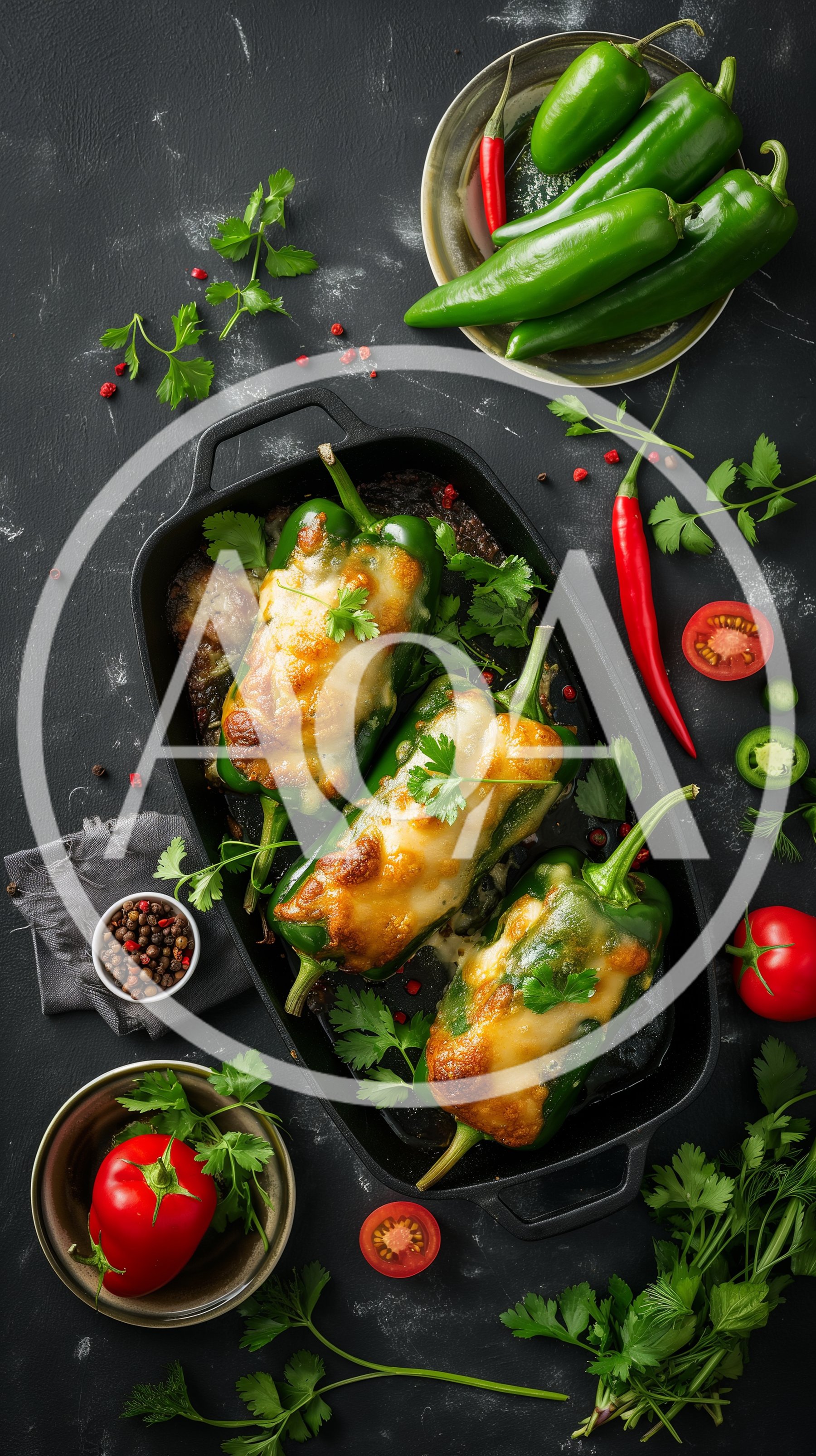 Baked Stuffed Jalapeno Peppers in Cast Iron Pan