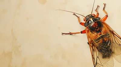 Macro View Of A Cicada On Textured Paper