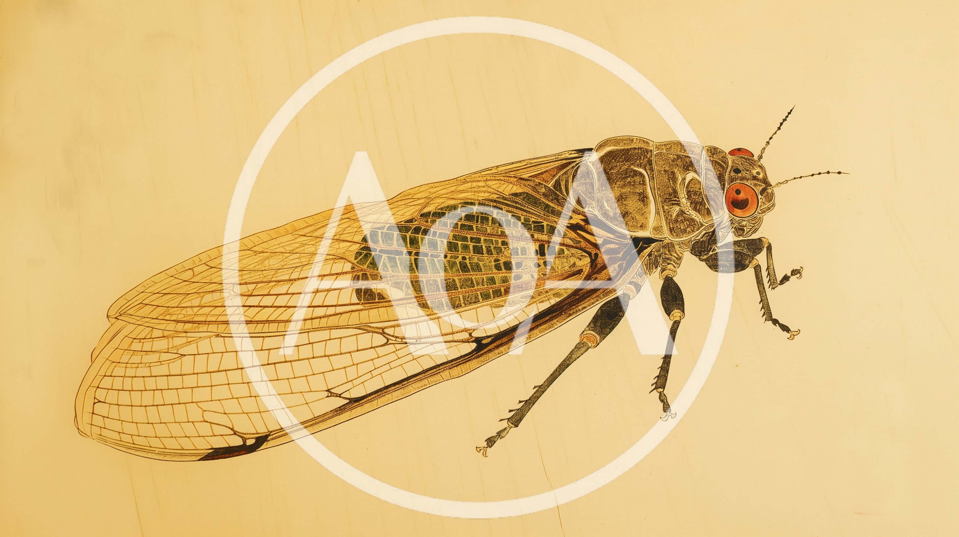 Vintage Scientific Illustration Of A Cicada Insect